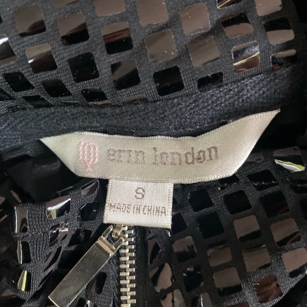 Erin London Black Zip Shimmery Square Print Jacket - Picture 6 of 6